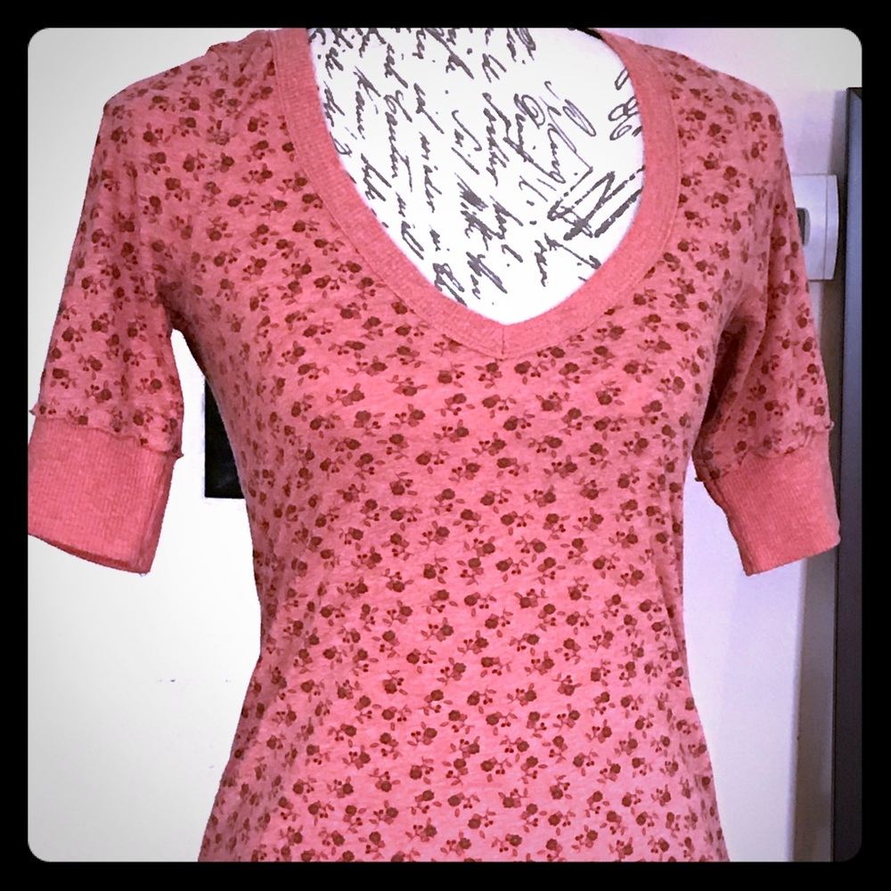 Burnt orange color shirt with flowers-so cute